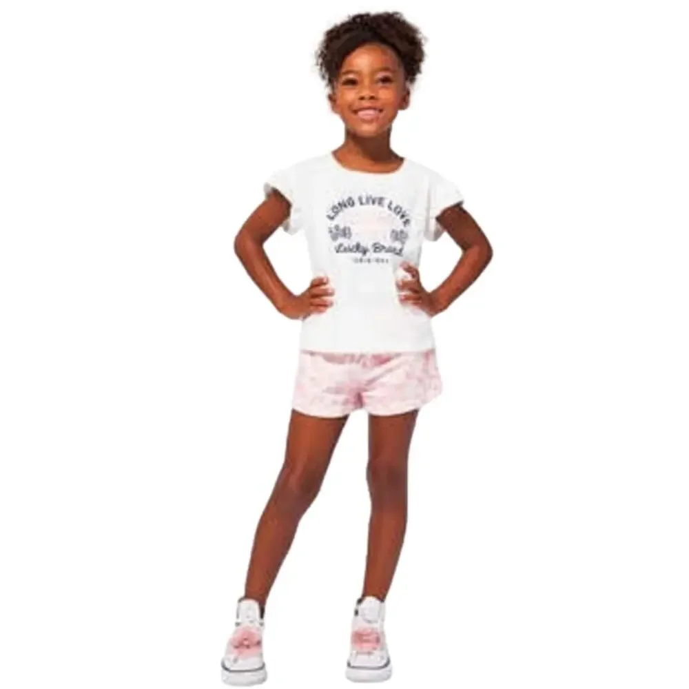 Lucky Brand Girls Short Outfits 4 Piece Sets Blue Pink Size 5 NEW